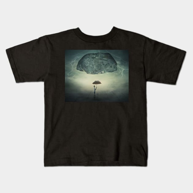 umbrella protection Kids T-Shirt by psychoshadow